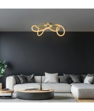 kelvo® GLOW KLV-101-0149 Φωτιστικό Οροφής LED 34W 3400lm 360° AC 220-240V IP20 Ρυθμιζόμενο Λευκό CCT με Χειριστήριο από 2700K έως 6000K Dimmable - Lumileds SMD Chip - Χρυσό Πλατίνα - Μ60 x Π60 x Υ30cm - 3 Χρόνια Εγγύηση